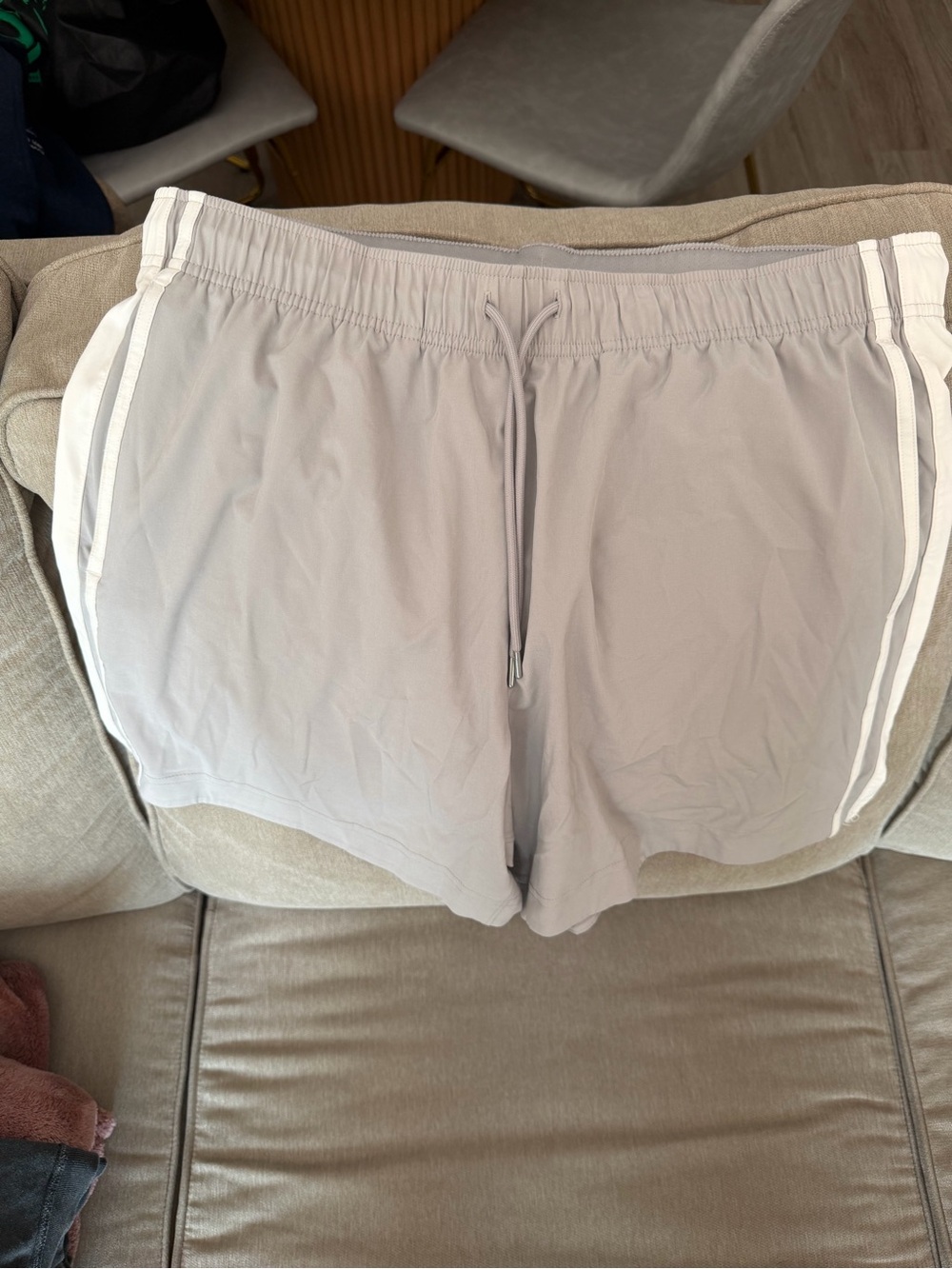 Abercrombie & Fitch YPB Light Gray Athletic Shorts with White Side Stripes